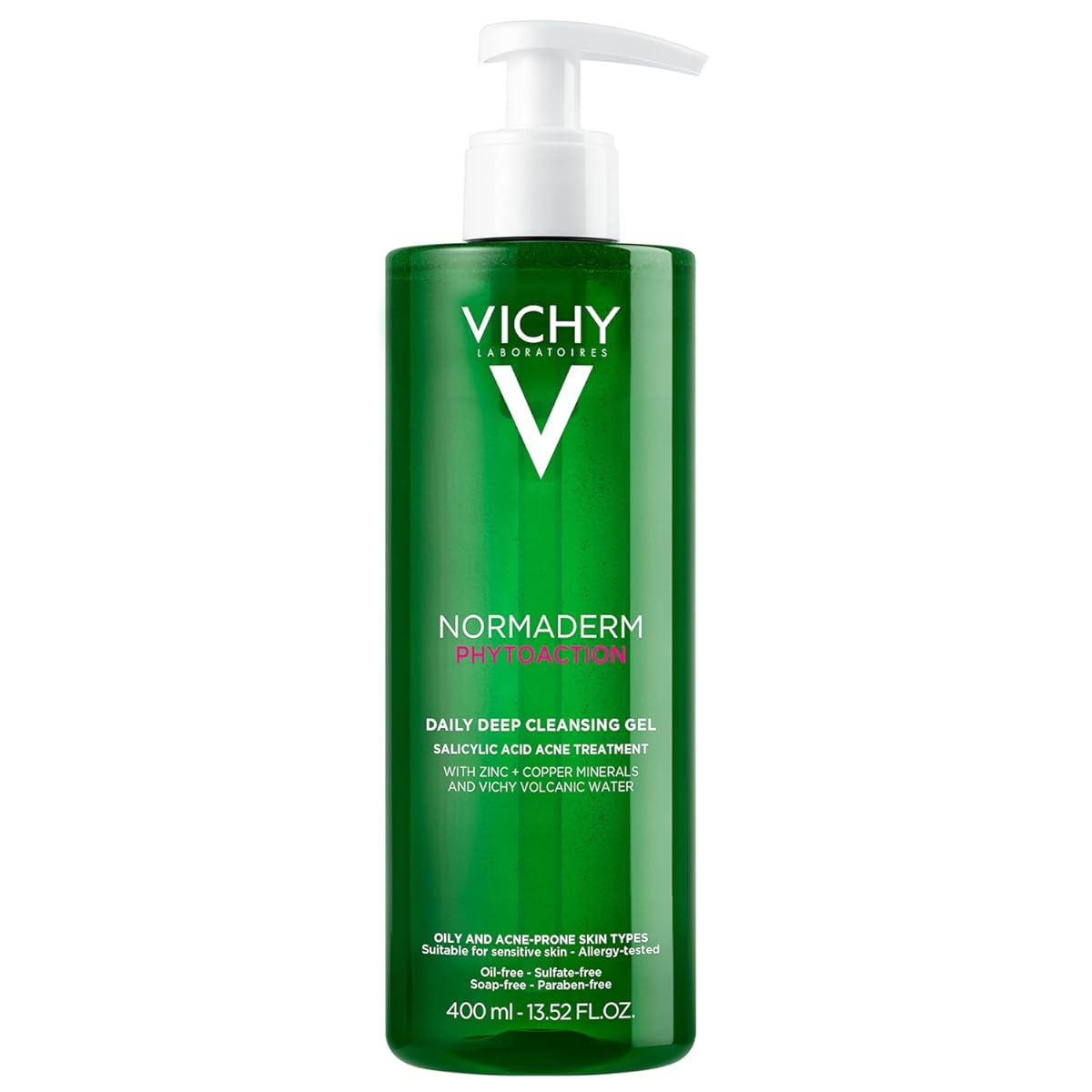Vichy Normaderm Daily Acne Face Wash, Salicylic Acid Face Cleanser for Oily & Acne Prone Skin, Acne Cleanser that Clears Clogged Pores and Blackheads, Cleansing Gel for Sensitive Skin