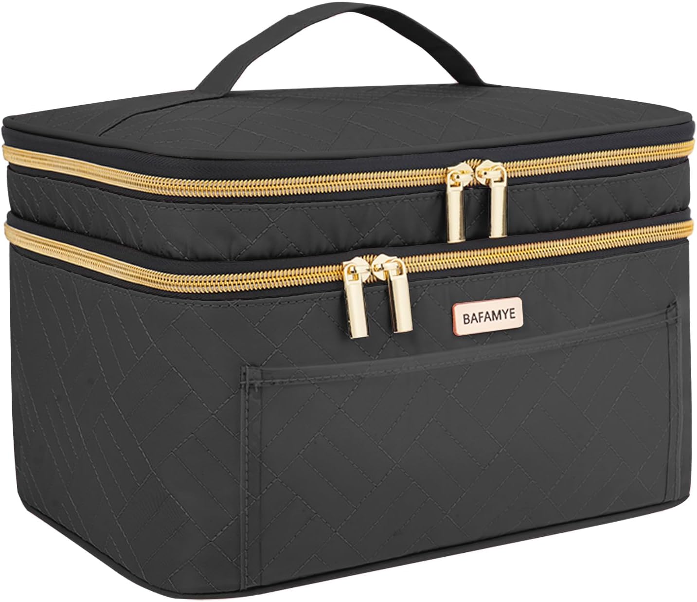 BAFAWYE Double Layer Travel Makeup Bag Women, Large Cosmetic Case, Organizer for Travel-Size Accessories Bottles, Brushes, and Skin Care Products