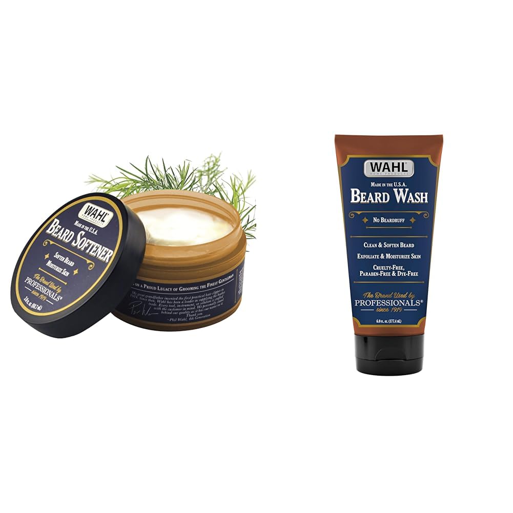 Wahl Beard Creme for Softening, Moisturizing, & Conditioning Facial Hair - Essential Oils & Beard Wash Face Exfoliator with Essential Oils for Moisturizing Skin Beard Hair