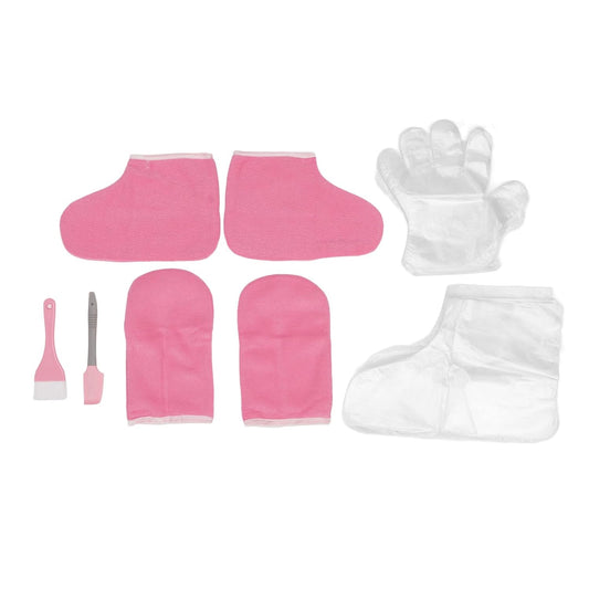 Wax Gloves Foot Set, Wax Hand Foot Liners, Paraffin Pink Flannel Keep Warm Disposable Gloves Wax Mitts Foot Set