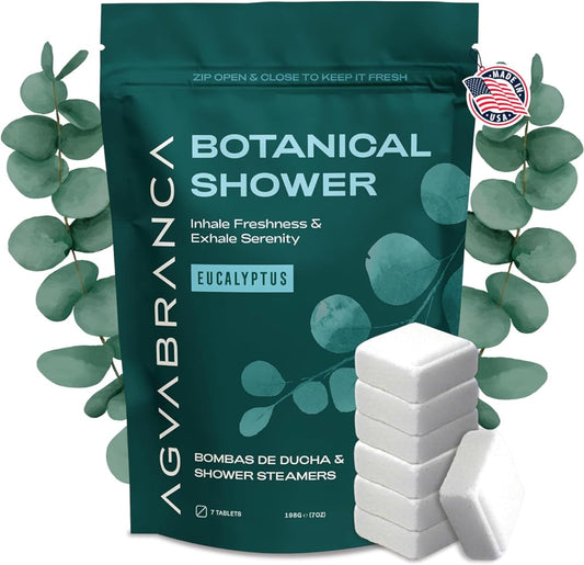 Aguabranca Shower Steamers Aromatherapy Eucalyptus - Menthol Shower Bombs Aromatherapy - Eucalyptus Shower Steamer Made in USA - Valentines Day Gifts for Her, for Wife, for Girlfriend, for Him
