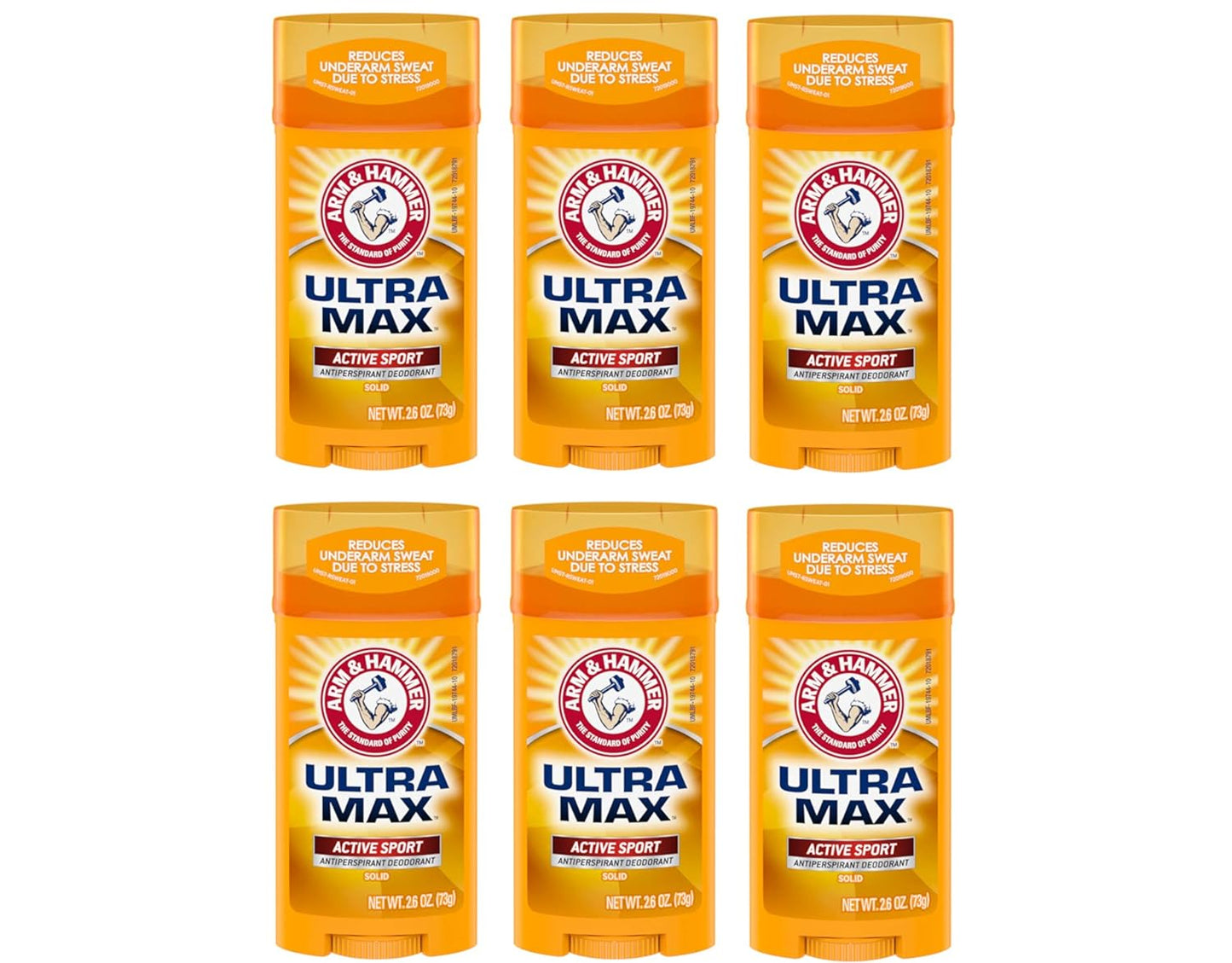 Arm & Hammer Ultramax Active Sport Antiperspirant Deodorant Solid, 2.6oz - Pack of 6