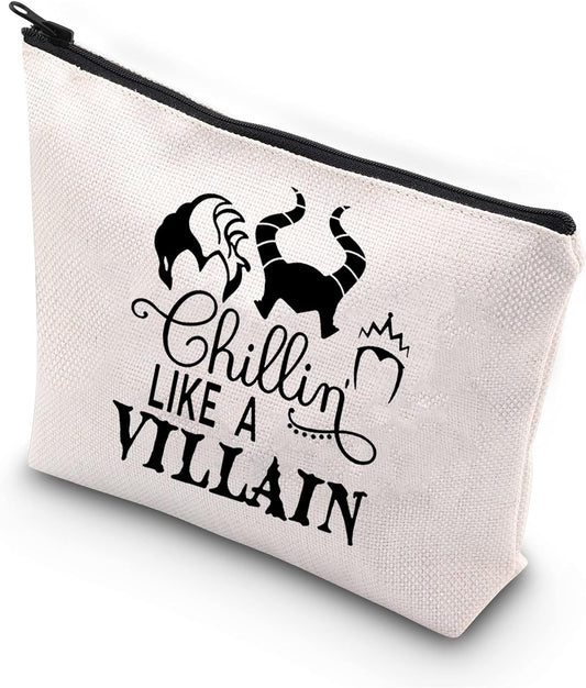 BDPWSS Evil Queen Makeup Bag Chillin' Like a Villain Cosmetic Bag For Villain Fans Gift Bad Princesses Travel Pouch (Chilling like vill)